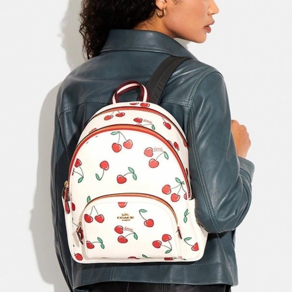 NWT COACH Court Backpack With Heart Cherry Print | Comp Value $450 | CE628